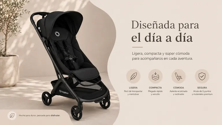 Bugaboo Butterfly 2 negra diseñada para el uso diario