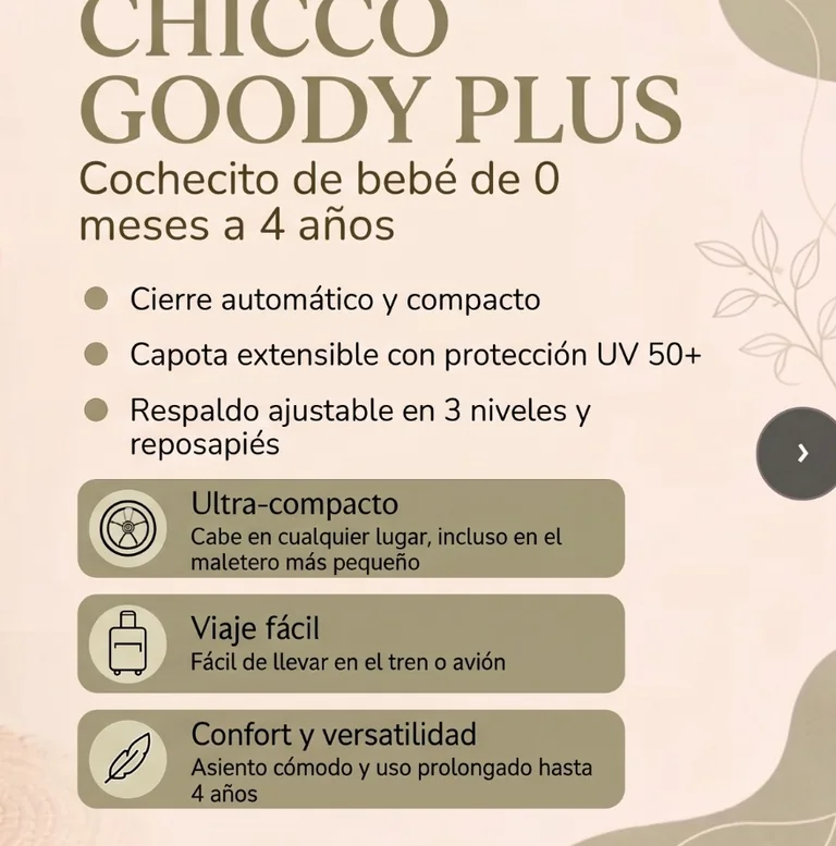 Panel de características de la Chicco Goody Plus