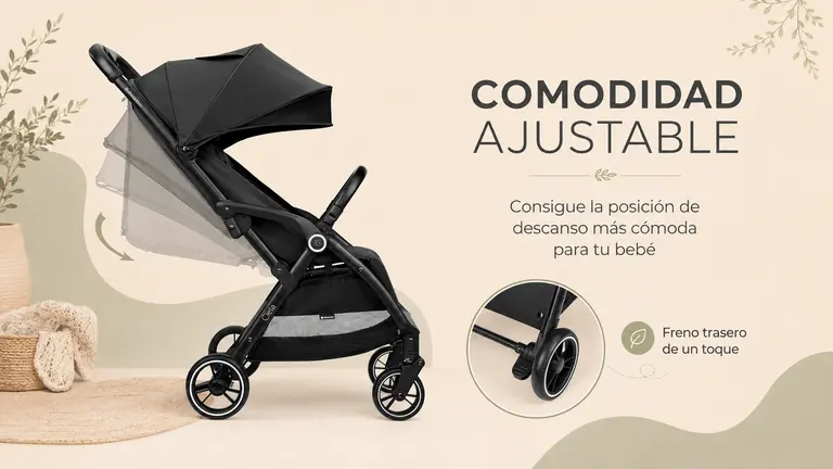 KikkaBoo CIELA con respaldo reclinable y freno trasero