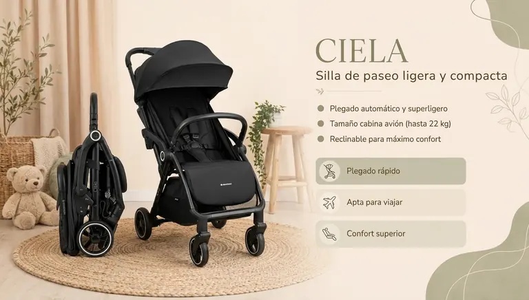 KikkaBoo CIELA plegada junto a la silla abierta