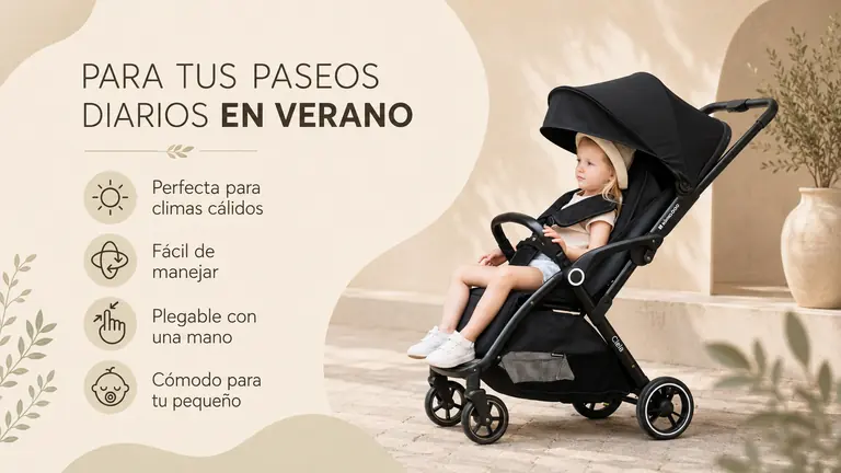 KikkaBoo CIELA negra preparada para paseos en verano